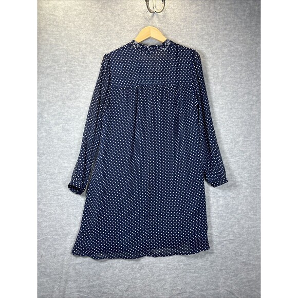 Anthropologie Dress 11 1 Tylho Isla‎ Polka Dot Floral Navy Sheer Tie Neck Mod - Picture 13 of 13